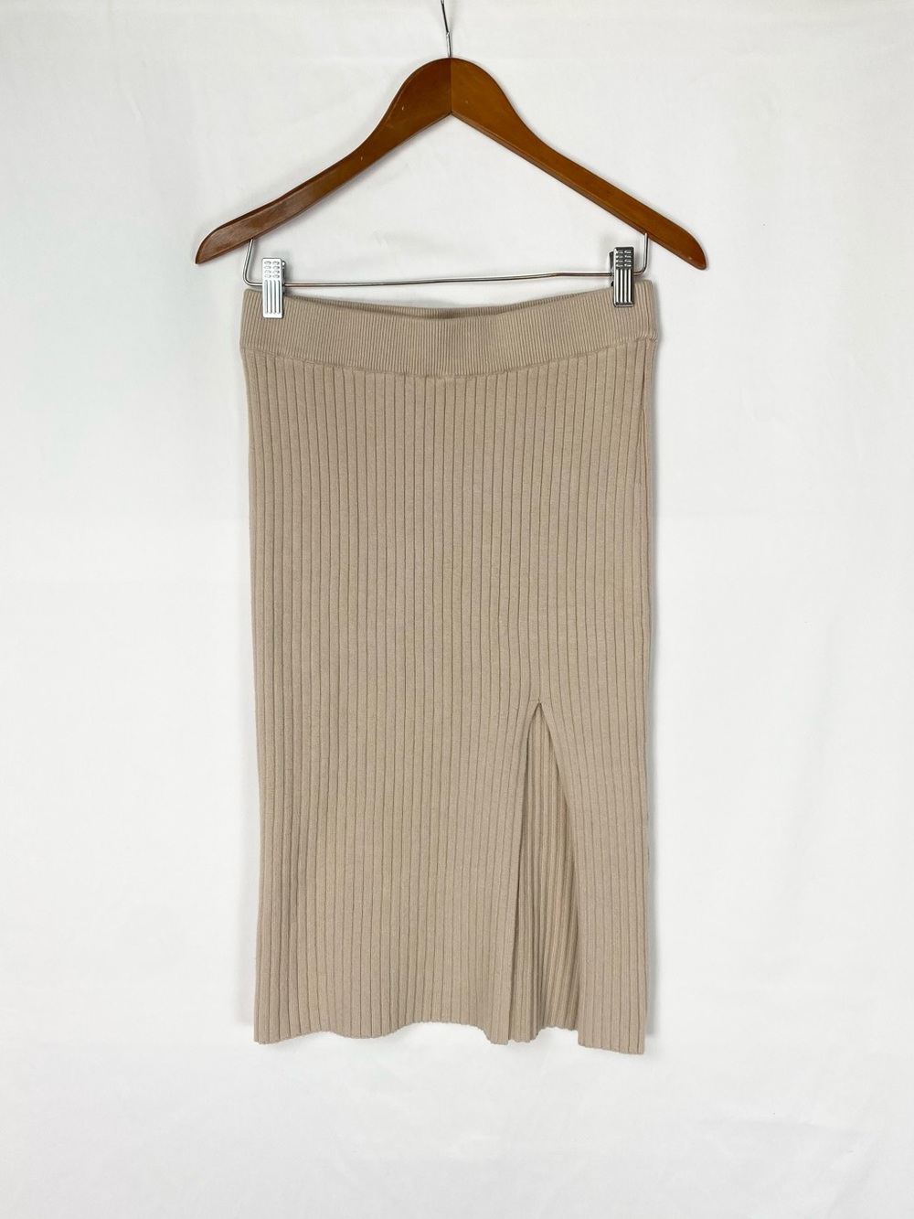 Abercrombie & Fitch MIDI A Line Ribbed Skirt Thick Size Small Tan Stretchy